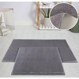 Nacario My Evilla Modern Dekoratif Halı Jel Kaymaz Taban Peluş Açık Gri Paspas Takımı 60X100