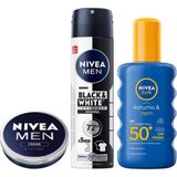 Nacario Nıvea Creme 30ML, Erkek Sprey Deodorant Black&white Invisible Original 150ML, Güneş Koruyucu Vücut Spreyi 200ML, SPF50
