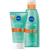 Nacario Nıvea Derma Skin Clear Sivilce Karşıtı Yüz Temizleyici Peeling 150ML ve Nemlendirici Tonik 200ML, Yağlı Cilt, Salisilik Asit, Niasinamid, Deniz Tuzu, Bha