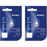 Nacario Nıvea Dudak Bakım Kremi Original Care, 12 Saat Koruma, Shea Yağı ve Pantenol, 2 Adet