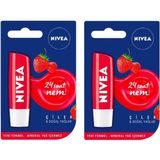 Nacario Nivea Dudak Kremi, Çilek & Doğal Yağlar, 24 Saat Nem, 4.8gr, 2'li Set