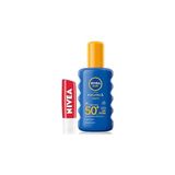 Nacario Nivea Güneş Koruyucu & Nemlendirici Sprey Gkf 50 200 ml + Nivea Fruity Shine Çilek Dudak Kremi
