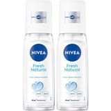 Nacario Nıvea Kadın Pump Sprey Deodorant Fresh Natural 48 Saat Deodorant Koruması 75ML X2