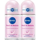 Nacario Nıvea Kadın Roll On Deodorant Pearl&beauty, Ter ve Ter Kokusuna Karşı 48 Saat Anti-Perspirant Koruma 50ML x 2 Adet, Pürüzsüz Koltuk Altı, Avantajlı Paket