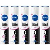 Nacario Nıvea Kadın Sprey Deodorant Black&white Invisible Clear 48 Saat Anti-Perspirant Koruma 150ML x 5 Adet,banyo Terliği Hediye!