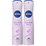 Nacario Nıvea Kadın Sprey Deodorant Double Effect 48 Saat Anti-Perspirant Koruma 150ML x 2 Adet,pürüzsüz Koltuk Altı