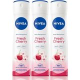 Nacario Nıvea Kadın Sprey Deodorant Fresh Cherry 48 Saat Koruma 150MLX3