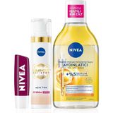 Nacario Nıvea LUMINOUS630 cc Yüz Kremi 40ML, Aydınlatıcı Micellar Makyaj Temizleme Suyu 400ML, Dudak Bakım Kremi