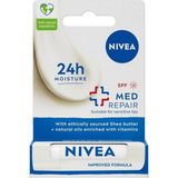 Nacario Nıvea Med Repair Dudak Bakım Kremi, 24 Saat Nem,doğal Yağlar ile Çatlamış Dudak Bakım,spf 15 (4,8 Ml)