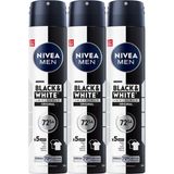 Nacario Nıvea Men Erkek Sprey Deodorant Black&white Invisible Original 200ML, 72 Saat Anti-Perspirant, X3 Adet, Avantajlı Set