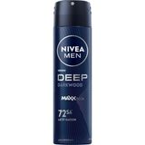 Nacario Nıvea Men Erkek Sprey Deodorant Deep Darkwood 150ML, 72 Saat Anti-Perspirant Ter ve Ter Kokusuna Karşı Koruma, Maskülen Koku,aktif Karbon