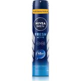 Nacario Nıvea Men Erkek Sprey Deodorant Fresh Active 200ML, Ter Kokusuna 48 Saat Etkili, Erkeksi Koku, Ferahlık,ekonomik Boy