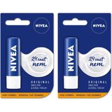 Nacario Nıvea Original Care Dudak Bakım Kremi, 24 Saat Nem, Shea Yağı ve Doğal Yağlar Ile, 4,8 Gr, 2 Adet