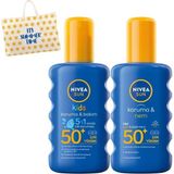 Nacario Nıvea Sun Spf 50+ Koruma & 48 Saat Nemlendirme Güneş Kremi Sprey 200 ml ve Nıvea Sun Spf 50+ Koruma & Bakım Çocuk Güneş Spreyi 200 ml