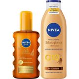 Nacario Nıvea Sun Yoğun Bronzlaştırıcı Güneş Spreyi 200ML ve Q10 Sıkılaştırıcı Vücut Losyonu 200ML,