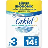 Nacario Orkid Extra Hassas Koruma Gece (Boy 3)Kanatlı Hijyenik Ped 14 Adet