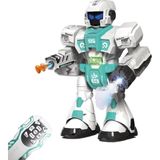 Nacario Oyuncak Buhar Atan Uzaktan Kumandalı Savaşçı Robot Sesli Işıklı Müzikli Dans Eden 2 Adet Yapışkanlı Mermi Atan Akıllı Robot (Mavi)