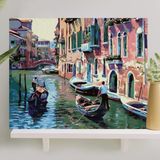 Nacario Palmiye Hobi Sanat Sayılarla Boyama Tuval Seti Fırça Boya Dahil (Çıtalı) 40X50 cm - Venedik