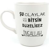 Nacario Palto Tasarım Şu Olaylar Bir Bitsin Düzelicez Inşallah Krem Oval Kupa - Hediye Seramik Kupa