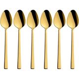 Nacario Parlak Gold Tatlı Kaşığı Seti, Kahvaltı Kaşık Seti, Paslanmaz Çelik, 6 Adet