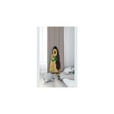 Nacario Pelangi Koyu Krem Ayçiçeği Tutan Kız Desenli Dijital Baskı Yıkanabilir Bebek Çocuk Odası Fon Perdesi, Koyu Krem 140 x 200