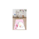 Nacario Pelangi Sevimli Ayı Desenli Halı Dijital Baskı Yıkanabilir Kaymaz Taban Leke Tutmaz Çocuk Odası Halısı, Pembe-Beyaz 100 x 600