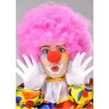 Nacario Pembe Renk Kıvırcık Afro Bonus Peruk Takma Saç ve Kırmızı Burun Seti
