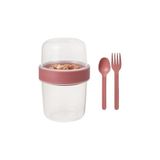 Nacario Pembe Saklama Kabı – 2 Katlı Taşınabilir Yemek Kabı, Kaşık ve Çatal Dahil 18X10 cm