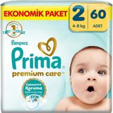 Nacario Prima Bebek Bezi Premium Care 2 Numara 60 Adet Ekonomik Paket