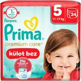Nacario Prima Külot Bebek Bezi Premium Care 5 Numara 34'lü 11-17 kg
