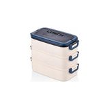 Nacario Promosyonca 3 Katlı Taşınabilir Yemek Kabı, Bento Lunch Box, Diyet Beslenme Kutusu, Çatal Kaşık Dahil, Bpa Içermez 19 x 16,5 x 11,5 cm (Mavi)
