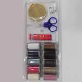 Nacario Promosyonca Temel Dikiş Seti, 10 Renkli Iplik Makarası, Makas, Iğne ve Mezura Içeren Mini Set