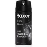 Nacario Raxen Erkek Deodorant Spreyi - Black Serisi - 150ML - Etkili Ter Kokusu Önleyici - Alüminyumsuz ve Leke Bırakmayan Formül - Gün Boyu Ferahlık Veren Erkek Vücut Spreyi