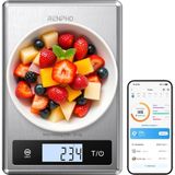 Nacario Renpho Akıllı Gıda Mutfak Terazisi, Beslenme Hesaplayıcılı Gıda Ağırlık Ölçeği, Dijital Gıda Ölçeği Gram ve Kilo Kaybı, Kalori, Makro ve Pişirme Için Ons, Paslanmaz Çelik
