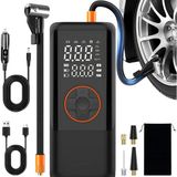 Nacario Romofy Şarjlı Hava Kompresörü 150 Psı - 4500 Mah Taşınabilir Araba Lastik Şişirme Kompresörü Flaş Işıklı - Ayarlanabilir Dijital Basınç Göstergeli Hava Pompası - Şarj ve Kablolu Kullanım