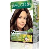Nacario Sea Color Amonyaksız, Vegan, Doğal, Besleyici Kalıcı Saç BOYASI%100 Beyaz Kapama (1 Paket 2 x 50 ml Boya & Oksidan) (Çikolata Kahve 6.7)