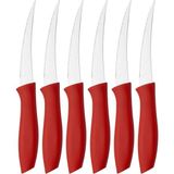 Nacario Sebze ve Meyve Bıçağı, Çelik, Kırmızı, Lazer Kesim Tırtıklı Uç, 22 Cm, 6 Adet