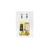 Nacario Şeffaf 750 ml Siyah Beyaz Etiketli Siyah Standlı Akıtıcılı Yağlık Yağdanlık