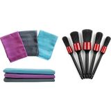 Nacario Senon Profosyonel Temizlik Seti Toplam 8 Parça 3 Parça 50X70 Yüksek Emicilik Iz Bırakmaz Mikrofiber Temizlik Bezi ve 5 Parça Araba Detay Temizlik Fırça Seti Detaylı Temizlik Fırçası