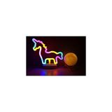 Nacario Sevimli Renkli Neon Unicorn ve 3D Küre Stantlı, Pil + Kablo'lu Gece Lambası Çocuk Odası Festival Parti Dekorasyon