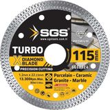 Nacario Sgs Premium Turbo Elmas Kesici Disk, 115MM x 1.2mm, Porselen Seramik Granit Mermer Için Hassas Kesim, SGS2324 Model
