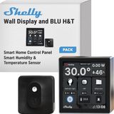 Nacario Shelly Wall Display Siyah + Shelly Blu H & T Siyah – Ev Otomasyonu Kiti, 5 A Kontrol Paneli ve Anahtar, Sıcaklık ve Nem Sensörü, Termostat Fonksiyonu ve Elektrik Tüketimi Ölçümü