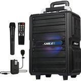 Nacario Shile Sl-2017 50 Watt Taşınabilir Seyyar Aktif Amfi Hoparlör Kablosuz El + Yaka Mikrofonlu Usb+Sd+Bt