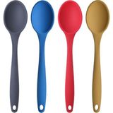 Nacario Silikon Büyük Boy Kaşık Seti, Yanmaz Yapışmaz, Çok Renkli - Mavi, Sarı, Kırmızı, Antrasit - 27 Cm, 4 Adet Set, Bpa Free