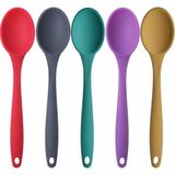 Nacario Silikon Büyük Boy Kaşık Seti, Yanmaz Yapışmaz, Çok Renkli - Sarı, Yeşil, Kırmızı, Antrasit, Mor - 27 Cm, 5 Adet Set, Bpa Free