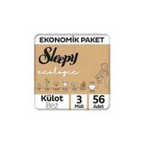 Nacario Sleepy Ecologic Ekonomik Paket Külot Bez 3 Numara Midi 56 Adet