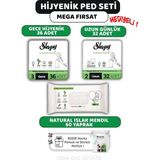 Nacario Sleepy Natural Ultra Hassas Ped Gece 36'lı, Günlük Ped 32'li, Natural 60'lı Mendil ve Rosıe
