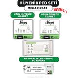 Nacario Sleepy Natural Ultra Hassas Ped Uzun 40'lı, Günlük Ped 32'li, Natural 60'lı Mendil ve Rosıe