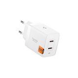 Nacario Spigen 47W Usb-C 2 Port Mini Hızlı Şarj Aleti Pps 2.0 Desteği/ısı Düşürücü Gan Pro Destekli Akım Korumalı Güç Adaptörü iPhone & Android & iPad & MacBook Type-C White - ACH08707