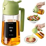 Nacario Sweet Vıew Yağ Püskürtme Şişesi, 470ML 2'si 1 Arada Cam Zeytinyağı Püskürtme ve Dökme Makinesi, Mutfak, Hava Fritözü, Yemek Pişirme, Salata, Barbekü Için Etiketli Barbekü (Yeşil)